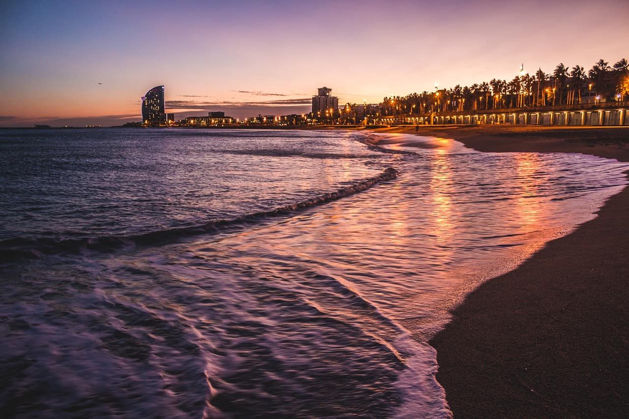 Barceloneta Beach at sunset