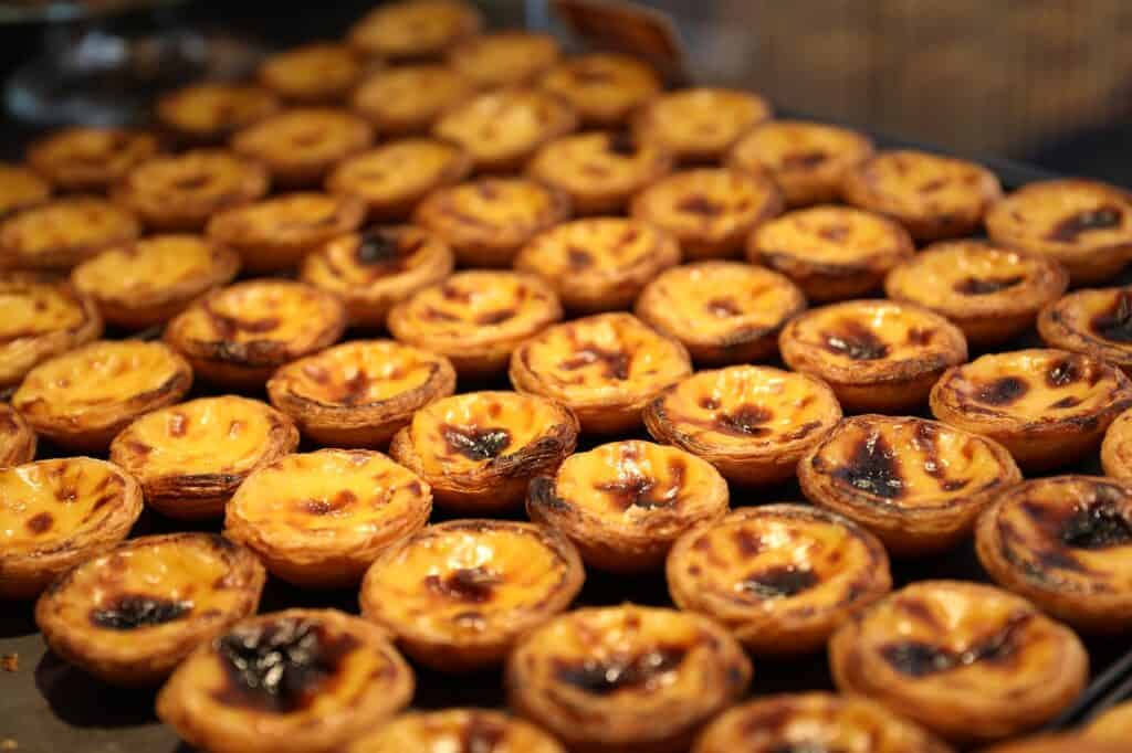 Display of pasteis de nata pastries