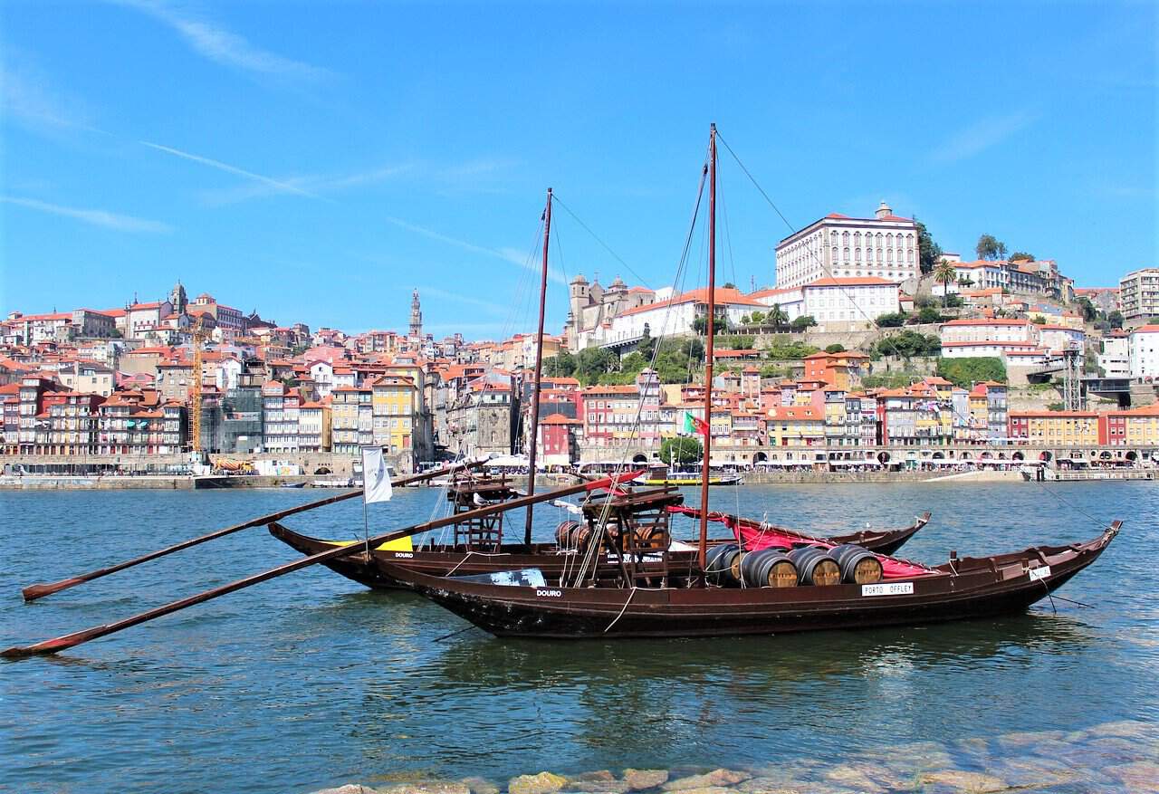 Traditional boats in Porto, Portugal on the Douro River