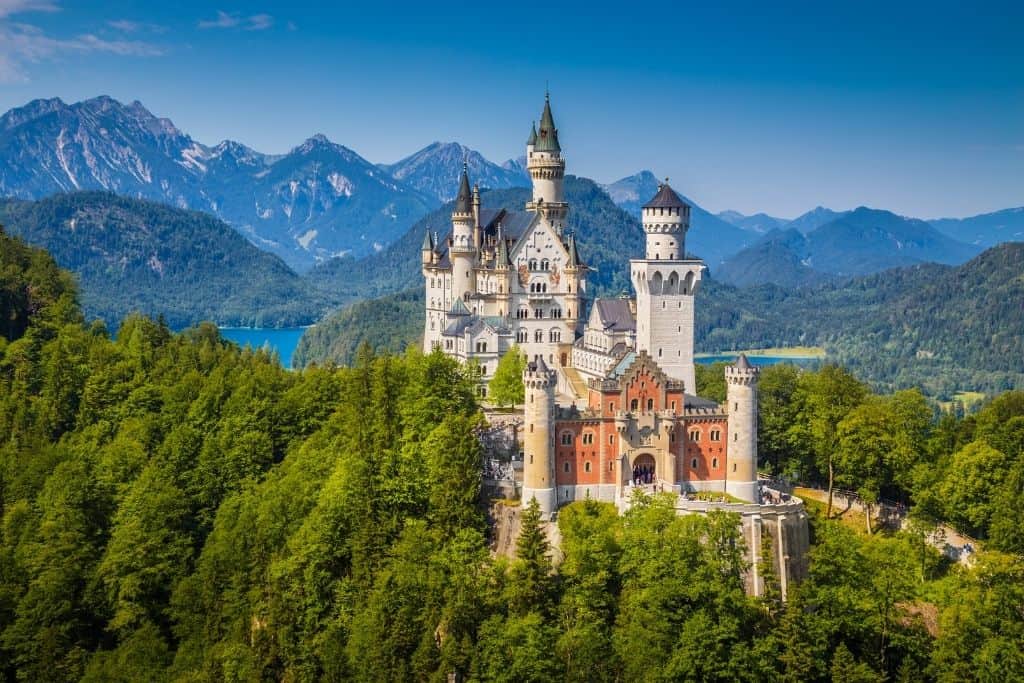 Neuschwanstein Castle in Bavaria, Germany in summer
