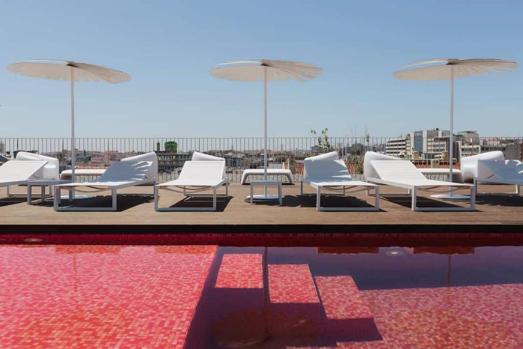 Rooftop pool at the Lumen Hotel & The Lisbon Light Show