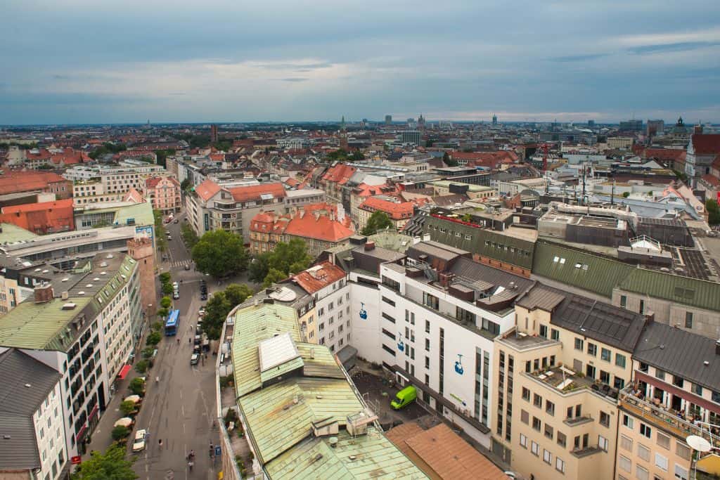 Aerial view of a German city