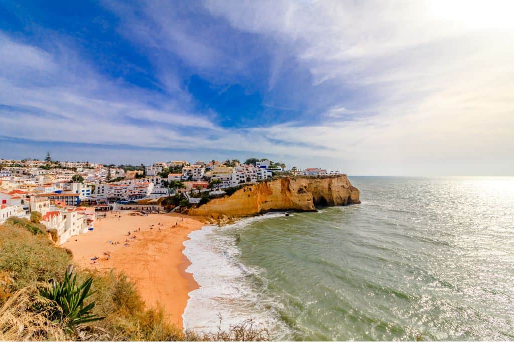 Algarve beachside town on a cloudy day