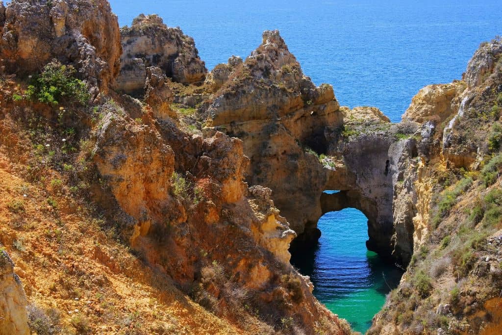 Small rock cave and formations in southern Portugal