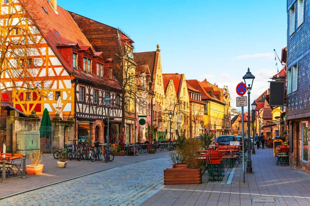 Vibrant, traditional buildings in an old town in Germany