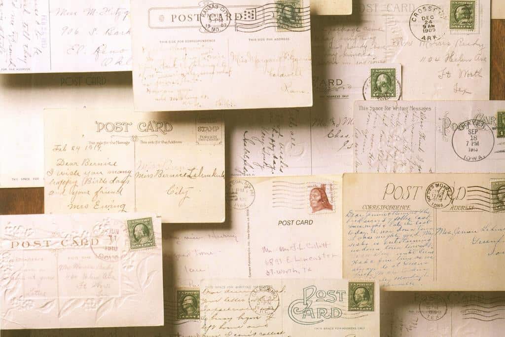 Vintage post cards with cursive writing