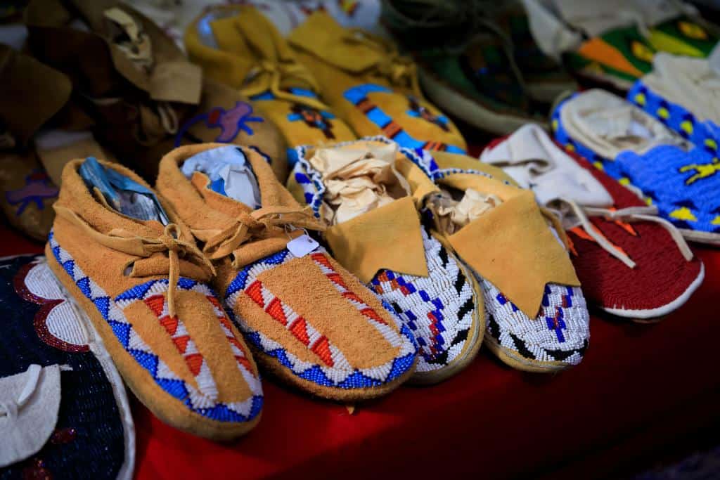 Shelf with Nordic Lágfótur moccasins