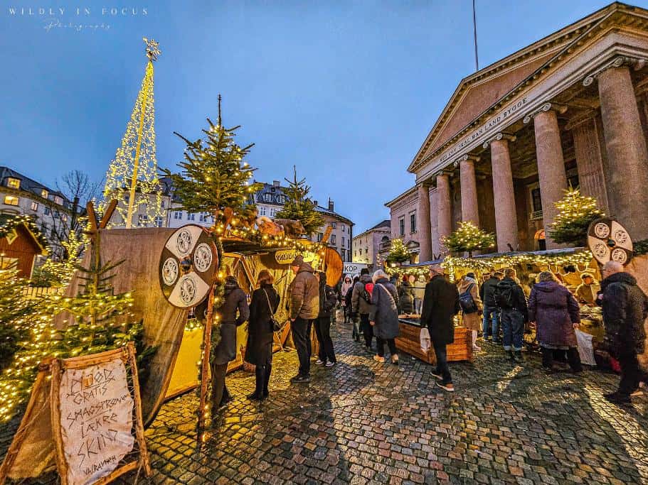 Highly decorated Christmas market in the center of Copenhagen City