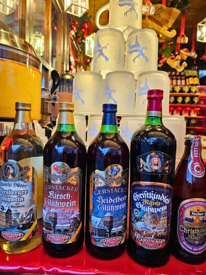 Display of bottles of Glühwein