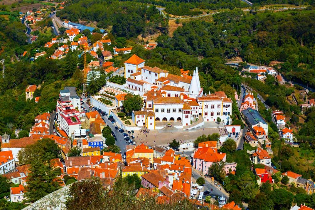 Aerial view of the Montserrate Palace in Sintra, Portugal