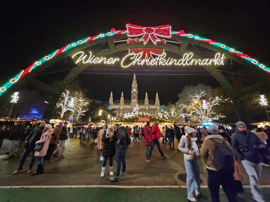 "Wiener Christkindlmarkt" illuminated sign in Vienna