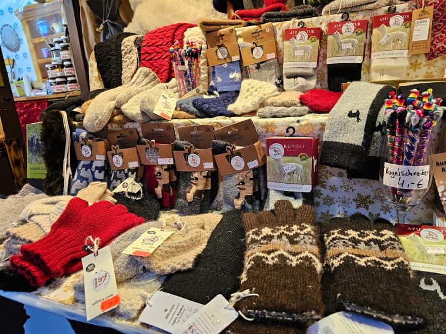 Variety of wool items like gloves and scarves