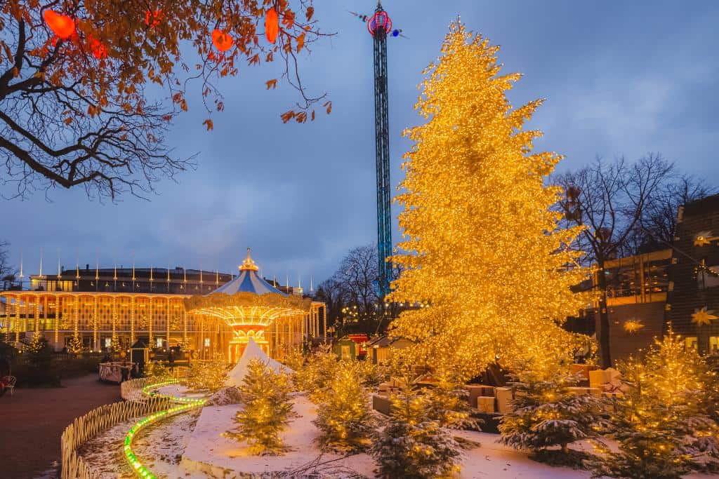 The Tivoli Gardens in Copenhagen all decorated at Christmas