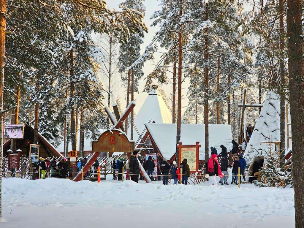 Long line at the Santa Claus Reindeer Village in Rovaniemi, Finland